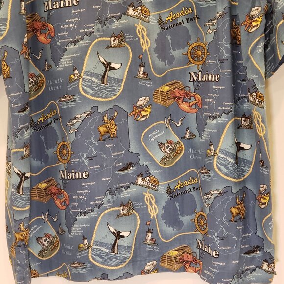 David Carey Originals Button Up Graphic Print State Shirt Maine Men's XL - Picture 6 of 12
